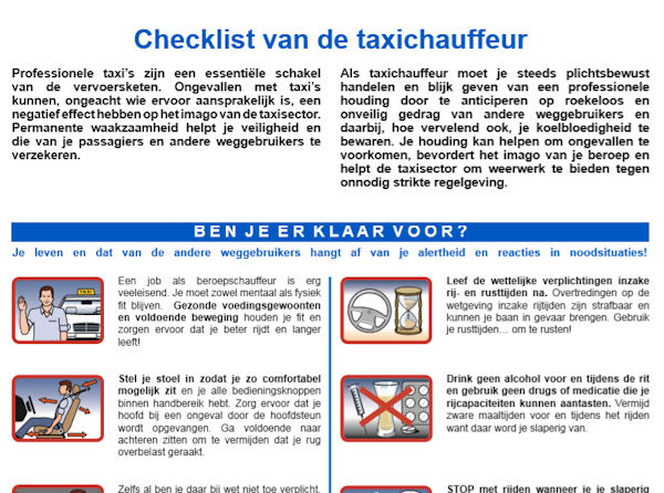 Checklist van de taxichauffeur